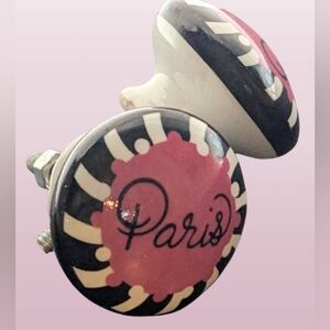 Chic Parisian Design Ceramic Pink Black Knobs Set of #2